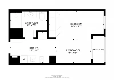 a floor plan of a small apartment at 15 Northside - Chic Studio in Dubai