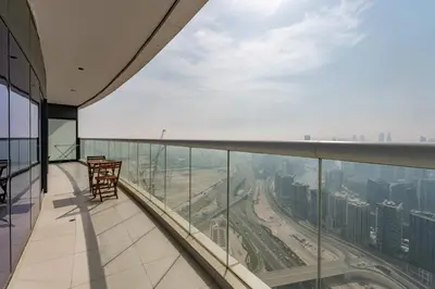 a view from the observation deck of a skyscraper at ALiving Elite 2BR I Burj Khalifa View I Paramount Towers, 6102 in Dubai