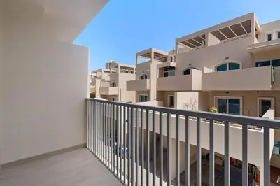 a view from the balcony of a building at Silkhaus new furnished studio in JVC, Luma 21 in Dubai