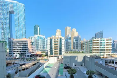 a view of a city with tall buildings at Cosy & Chic Studio One Marina with balcony & View in Dubai