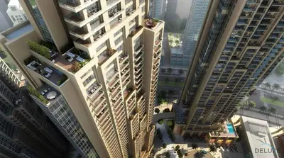 an overhead view of tall buildings in a city at Plush 1BR at Act One Act Two Tower 2 Downtown Dubai by Deluxe Holiday Homes in Dubai