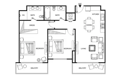 a picture of a floor plan of a house at LUX The Luxury Sunrise Beachfront Suite 2 in Dubai