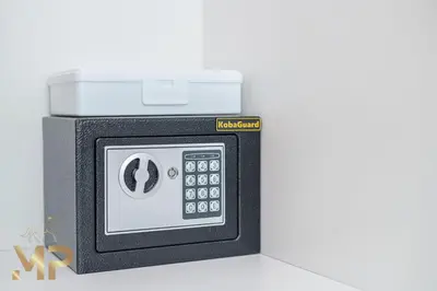 a black and white microwave oven with its door open at Marco Polo - Relax in a modern 1BR in Dubai Marina in Dubai