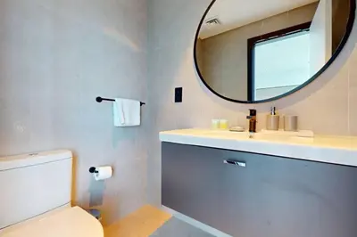 a bathroom with a sink and a mirror at 15 Northside A - Pristine Two Bedroom in Dubai