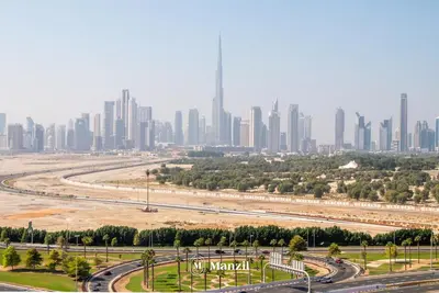 a view of a city with tall buildings at Azizi Farhad in Dubai