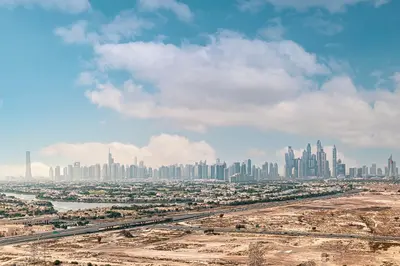 an aerial view of the dubai city skyline at Cozy Studio 29th Floor, Bloom Towers Marina View in Dubai