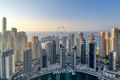 a view of the city of dubai from the emirates towers at GuestReady - Opulent Residence in Dubai Marina in Dubai