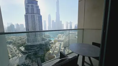 a view of a city from a window in a building at Address Fountain View Tower 2 in Dubai