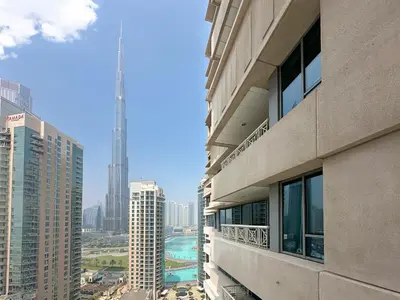 a view of a city skyline from a building at Trophy - 29 Boulevard Tower Downtown Suite in Dubai