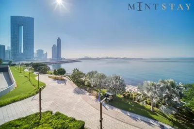 a view of the ocean from the balcony of a metropolis at Bluewaters Residences 5, Bluewaters Island - Mint Stay in Dubai