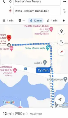 a screenshot of a cell phone with a map at Full sea view with balcony - Studio Apartment - 10 min to JBR - in Dubai