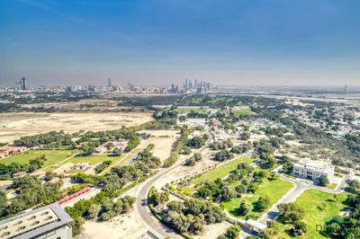 an aerial view of a city with a city at Grand Studio at Sky Gardens DIFC by Deluxe Holiday Homes in Dubai