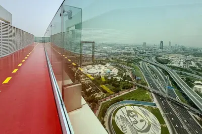 a view of a city from the top of a building at Stylish 1BR in Wasl 1 with Balcony & Pool in Dubai