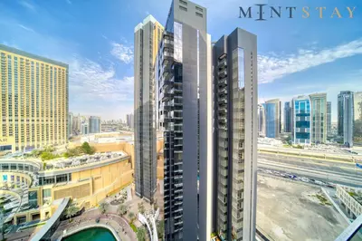 a view of a city skyline with tall buildings at Silverene Tower B, Dubai Marina - Mint Stay in Dubai