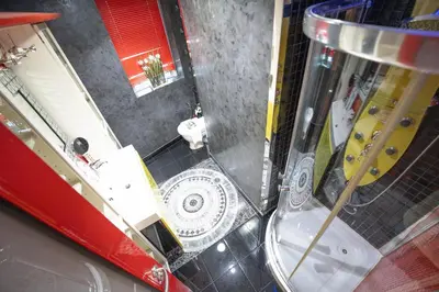 an overhead view of a bathroom with a shower at 2 BR Marina View in Marina Heights By PK Holidays in Dubai