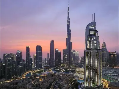 a view of a large city with a lot of buildings at *Views of Burj Khalifa Fountain* in Dubai