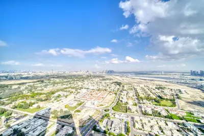 an aerial view of a city with buildings at Exquisite 1BR at Downtown Views II Tower 2 Downtown Dubai by Deluxe Holiday Homes in Dubai