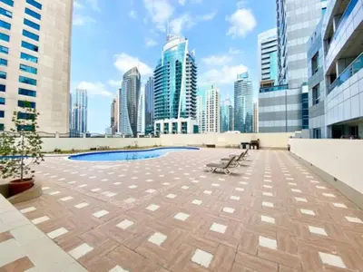 a view of a city skyline with buildings at Dubai Marina - Modern Designed - Gorgeous Studio- Close Metro Station in Dubai