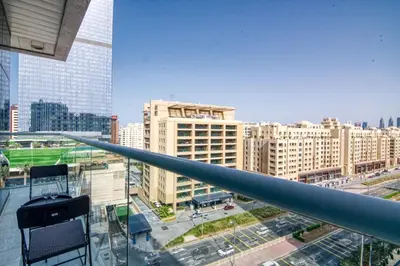 a view of a city with tall buildings at The Smart Concierge - Seven Palm in Dubai
