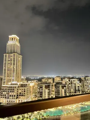 a view of a city skyline with a tall building at Palace Dubai Creek Harbour Residences Skyline Apartment in Dubai