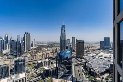 an aerial view of a city with tall buildings at 2BDR apartment near Burj Khalifa I Downtown Dubai I Burj Vista in Dubai