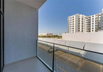 a view from the balcony of a building at HAVN - Studio in MYKA, Near Meaisem City Center in Dubai