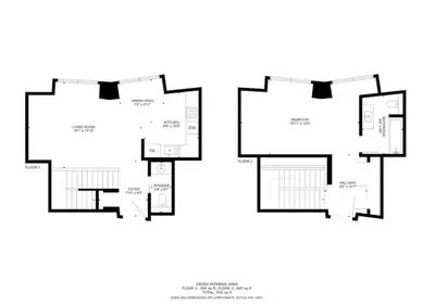 a floor plan of a house at Cayan Tower - Smart One Bedroom Loft on High Floor in Dubai