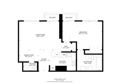 a floor plan of a house at Vacationer I Premium 1 Bed I Steps to JBR Beach & Nightlife I Bahar 6 Tower in Dubai