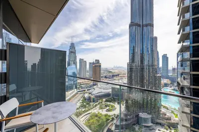 a view of a city from a skyscraper at Address Opera Residences Burj Khalifa View in Dubai