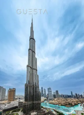 a view of the tallest building in the world at Address Residences Dubai Opera - Burj Khalifa & Fountain View, Downtown Dubai in Dubai