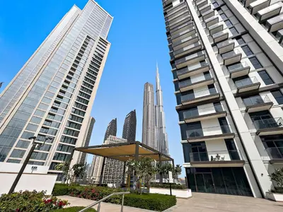 a view of a city with tall buildings at Luxurious 2 BR in Downtown Dubai in Dubai