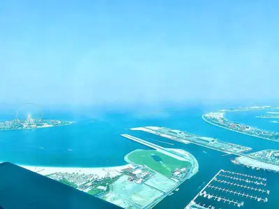 an aerial view of an island in the water at Your Scenic Dream Vacation in Dubai