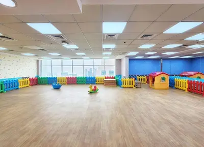 a large room with colorful play equipment in a room at RH - Spacious studio, near Dubai Mall, Downtown in Dubai