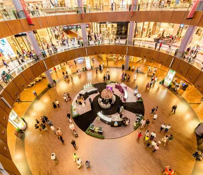 an overhead view of a crowd of people in a shopping mall at InterContinental Residences Dubai Business Bay by IHG in Dubai