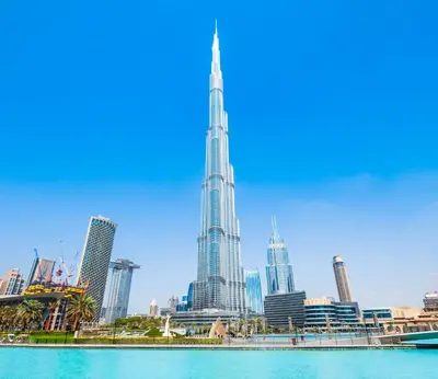 a view of the burj khalifa from the water at InterContinental Residences Dubai Business Bay by IHG in Dubai