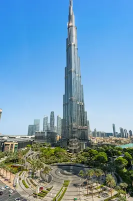 a view of the burj khalifa and the city at Khalifa Views & Direct Mall Access in Burj Vista in Dubai