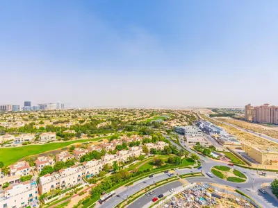 an aerial view of a city with buildings and roads at Elite Vista Studio Elite 10 Sports Residences in Dubai