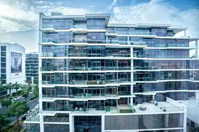 an architectural rendering of a tall building at Escape24 Studio at Loreto with Community View in Dubai
