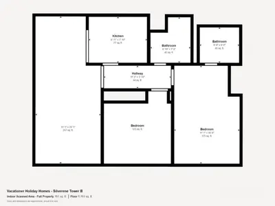 a floor plan of a house at Silverene Tower B - Bright Two Bedroom in Dubai
