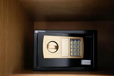 a microwave oven sitting on top of a shelf at Opera Grand by Emaar LUXURY 1 BR Apartment in Downtown Dubai sea and city view in Dubai