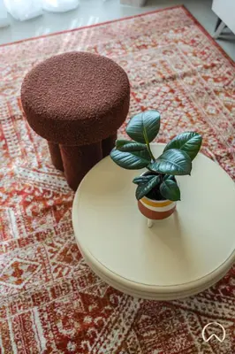 a small plant on a plate on a table at Oraya - Collective 2 0 Tower A Sanctuary in Dubai Hills in Dubai