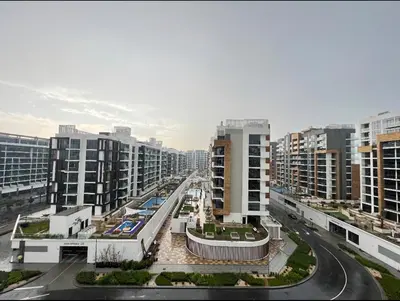 a view of a city with tall buildings at Modern studio view Burj Khalifa in Dubai