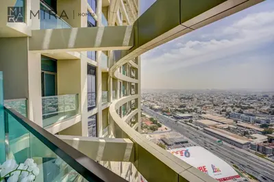 a view from the balcony of a building at Mira Holiday Homes - Fully Furnished Studio in Business Bay in Dubai