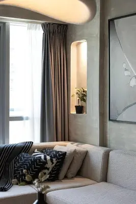 a living room with a couch and a window at Marina Elegance, Your Dream Dubai Marina Stay in Dubai