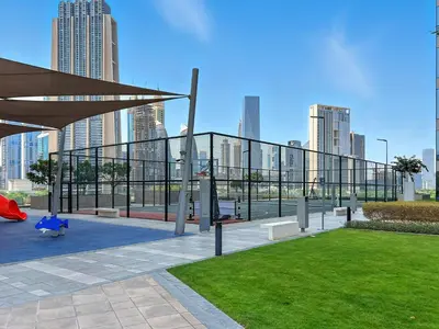 a view of a city skyline with tall buildings at 1BR with Park & Downtown Views plus Dubai Frame in Dubai