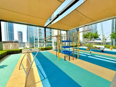 a playground on the top of a building at New Elegance at Burj Crown downtown Balcony & View in Dubai