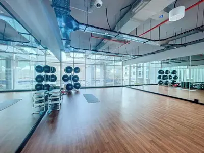 an empty bowling alley with a bowling alley at Studio One - Gorgeous Studio in Dubai