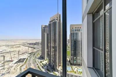 a view of a city from a building at Elegant 1 bedroom in Creek Edge in Dubai