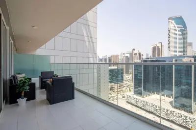 an office building with a view of the city at Frank Porter - Vera Residences in Dubai