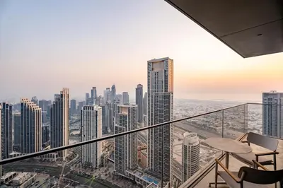 a view of a city from the observation deck of a skyscraper at Escape24 2BR in Address Opera with Skyline Views near Burj Khalifa in Dubai